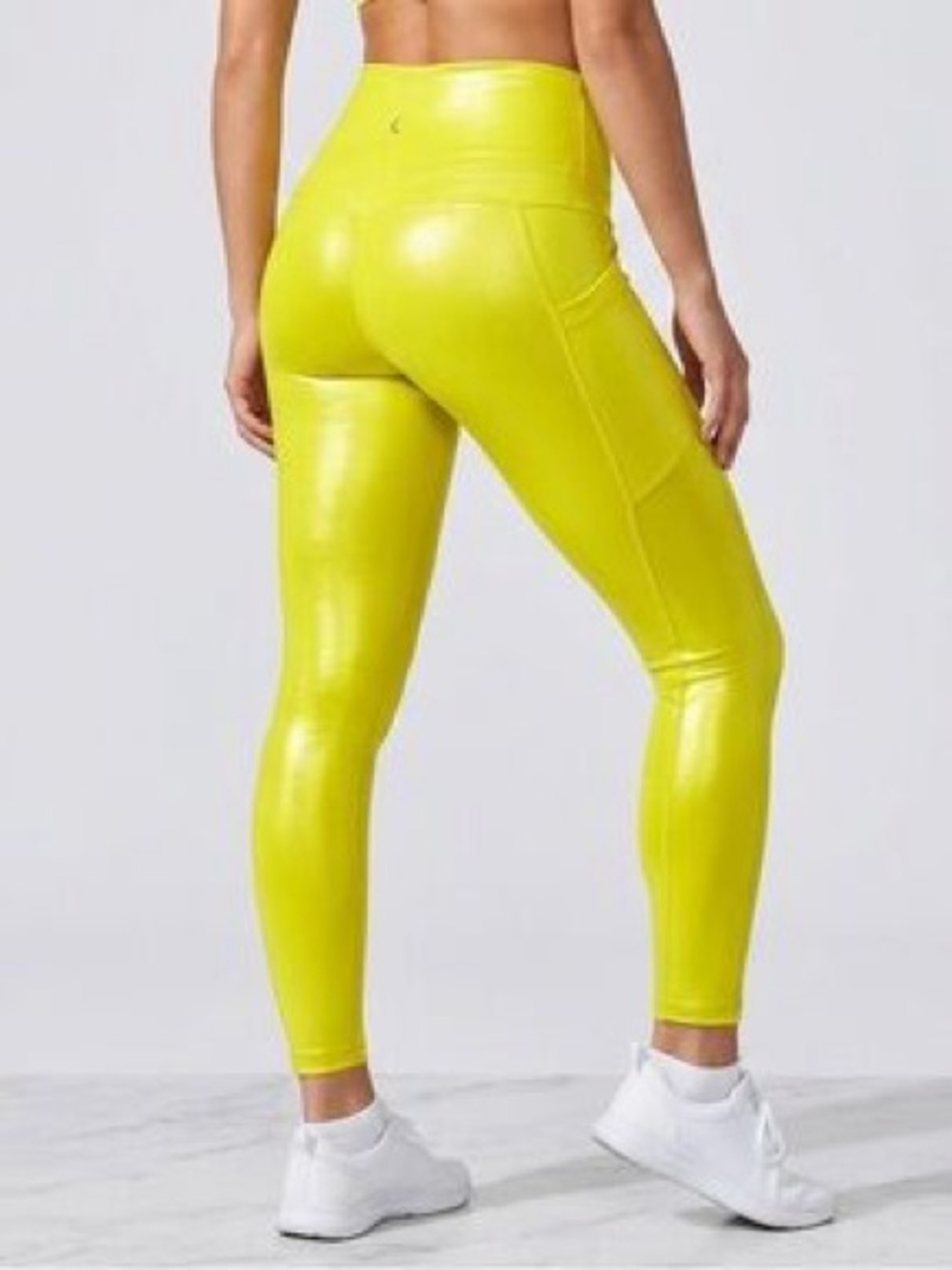 ZYIA Neon Lemon High-Rise Shiny Leggings